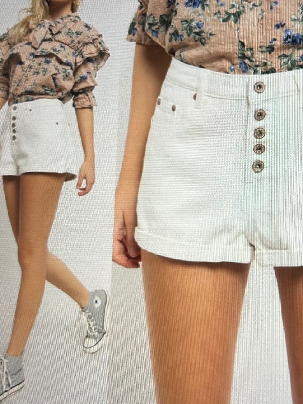 NWT POL Small Off White Exposed Button Fly Cuff Denim Shorts